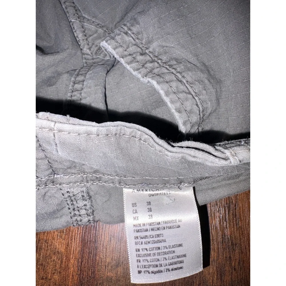 American Eagle Next Level Flex Mens Cargo Shorts Olive Gray Ripstop Size 38